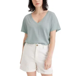 Maglietta A Maniche Corte Con Collo A V Deep Harbor Gray S