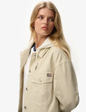 Superdry Damen Relaxed Hooded Trucker Jacke Beige - Größe: 40 - 119.99 - FashionsVida
