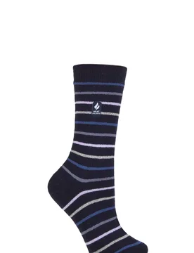 Women's 1 Pair SOCKSHOP 1.0 TOG Ultralite Striped, Argyle & Patterned Socks Riga Stripe Navy 4-8 Ladies - Multi Coloured - Size: Small - Heat Holders - FashionsVida