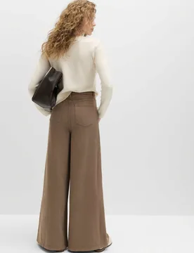 Pure Cotton Palazzo Trousers Mocha female - M&S - FashionsVida