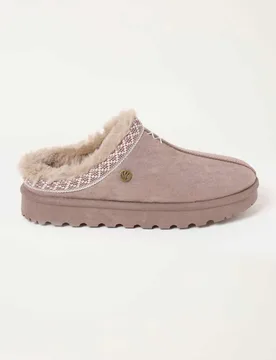Faux Fur Lined Mule Slippers Natural female - Fatface - FashionsVida