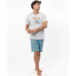 Pijama corto de hombre de punto de color