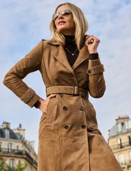 Leather Trench Coat Taupe female