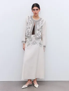 Falda midi con bordados de lentejuelas - Tintoretto - FashionsVida