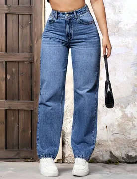 Jeans rectos, sueltos, transpirables y versátiles para uso casual y diario de las mujeres 28 - Shein - FashionsVida