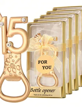 Sets, Abridor de botellas dorado de 15, adecuado para regalos de 15 cumpleaños, fiestas de cumpleaños, regalos de aniversario, recuerdos y regalos d - Shein - FashionsVida
