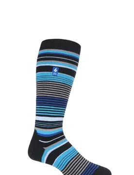Mens 1 Pair SOCKSHOP 1.0 TOG Slalom Adventure Ultra Lite Ski Socks Black Stripe 6-11 Mens - Multi Coloured - Size: 6-11 Mens - Heat Holders - FashionsVida