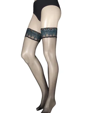 Pair Black Lunelle 8 Denier Peacock Top Hold Ups Ladies Small - - Black - Size: Small - Falke - FashionsVida