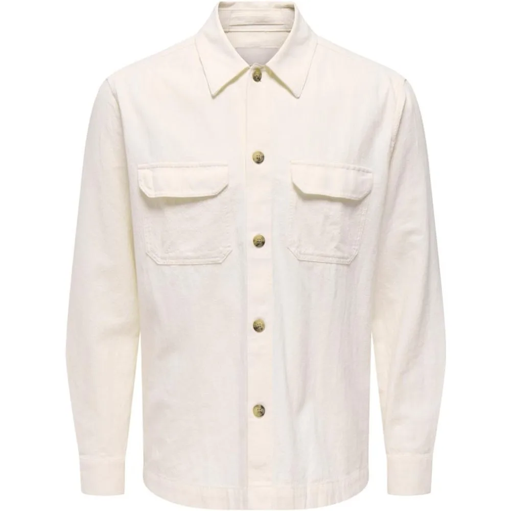 Only & Sons - Sobrecamisa de hombre regular fit compuesta de algodón y lino - Only & Sons - FashionsVida