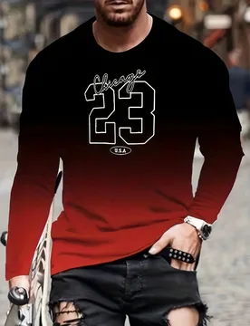 New Long Sleeved T-shirt Men's Digital Printed Round Neck Long Sleeved T-shirt Autumn Trendy Versatile Casual Top Men's Clothing - Aliexpress - FashionsVida