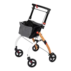Indoor-Rollator in Holz-Optik mit Tasche und Tablett - AT51040 braun weiss