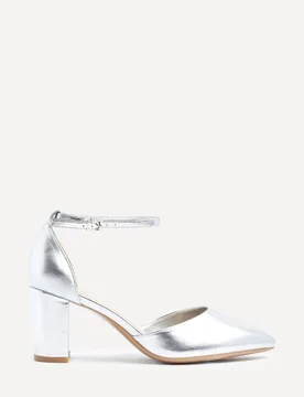 Women's Davinas Wide Fit Silver Faux Leather Court Heels Size: 3-Wide Fit - Silver - Size: 3-Wide Fit - Linzi - FashionsVida