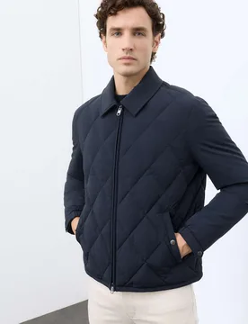 Diamond Quilted Collared Jacket Dark Navy male - Autograph - FashionsVida