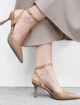 Tacones altos de punta fina y tira de tobillo en color albaricoque, diseño minimalista y clásico, versátiles para uso diario, commute, elegante y f - Shein - FashionsVida