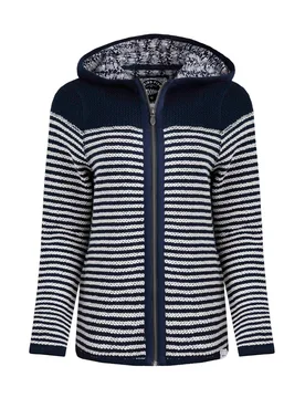 Weird Fish Bianca Full Zip Stripe Macaroni Hoodie Size 10 - new-arrivals macaroni women women all-womens women sweatshirts-hoodies women sweatshirts-h - Navy - FashionsVida