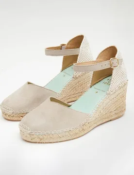 Alpargatas de cuña de mujer en ante con cierre de hebilla - star love - FashionsVida
