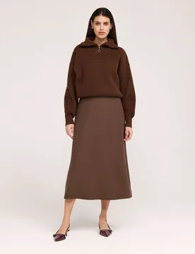 Twill Midi A-Line Skirt Brown female - Finery London - FashionsVida