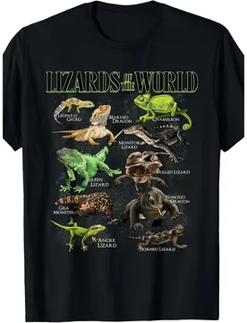 Lizards of the World Reptile Chart Graphic Tee Cotton Short Sleeve Casual Round Neck T-Shirt for Men Women - Aliexpress - FashionsVida
