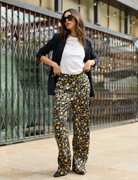 Leon Wide Leg Floral Print Trouser In Multi - 8 - Lily and Lionel London Limited - FashionsVida