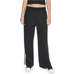 Pantalón largo de mujer tipo chandal de tiro alto con banda lateral en contraste y apertura en los bajos