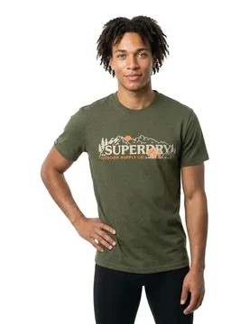 T-shirt à Manches Courtes Outdoor Scene Relaxed Fit Mold Green Marl S - Superdry - FashionsVida
