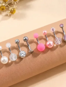 Piezas Anillos de ombligo de aleación de titanio 14G para mujer, joyería de piercing de ombligo, tamaño 6mm 8mm 10mm 12mm, adecuado para piercing d - Shein - FashionsVida