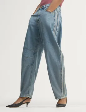 PANTALONI DENIM HIGH RISE BARREL LEG 29-30 Worn Blue Denim - Adidas - FashionsVida