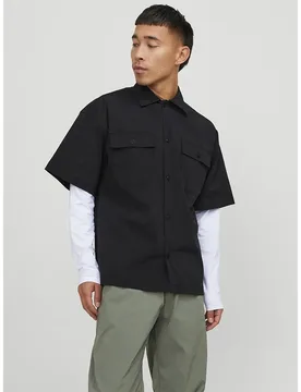 Camicia A Maniche Corte Altitude Black L - Jack & jones - FashionsVida