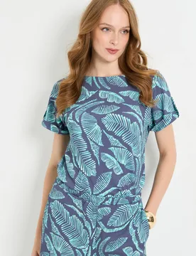 Women's Palm Jersey Roll Sleeve Button T-Shirt in Navy Size: 18 - Navy - Size: 18 - Wallis - FashionsVida