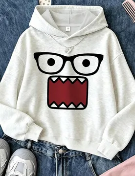 Sudadera de moda casual con estampado de expresión de dibujos animados dulce, adecuada para primavera, otoño e invierno, estilo para adolescentes 9Y - Shein - FashionsVida