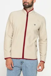 Mens Full Zip Fleece Jacket - Cream - Size X-Large