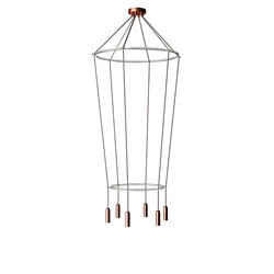 Cables Lampe Suspendue Sans Ampoule 2 Cage 6 Drops P-light Satin Copper / Old Rose One Size
