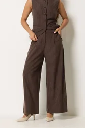Women's Petite Set Pinstripe Waistcoat & Trousers in Brown Size: 14 - Brown - Size: 14