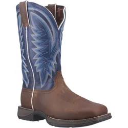 Rebel Leather Mens Saddle Brown/demin Blue Boots