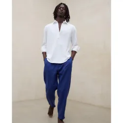 Pantalón de lino de hombre regular fit de tiro medio