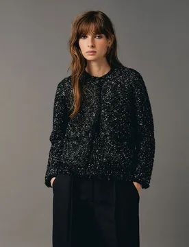 Chaqueta tweed trimming brillo - Sfera - FashionsVida