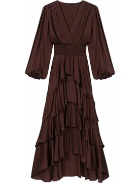 Vestido largo fluido con volantes - Maje - FashionsVida