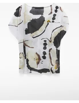 Top de mujer fruncido en algodón estampado - Adolfo Dominguez - FashionsVida