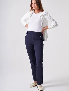 Women's Slim Leg Ponte Trousers 27" Leg in Navy Size: 16 - Navy - Size: 16 - Anna Rose - FashionsVida