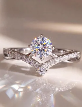 Pieza Anillo de moissanita romántico con diseño de corona de 0.5CT, perfecto para cumpleaños, aniversario y uso diario de mujeres 9 - Shein - FashionsVida