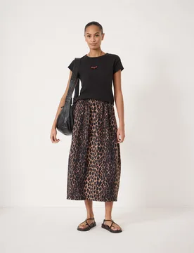 Animal Print Midi A-Line Skirt Brown Mix female - hush - FashionsVida