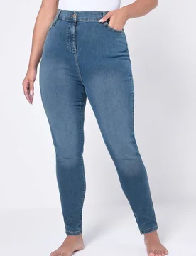 Women's Skinny Ava Jeans in Mid Blue Size: 16L - Mid Blue - Size: 16L - Yours - FashionsVida