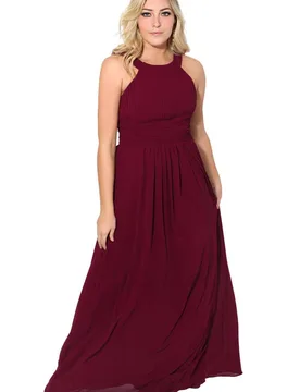 Women's Pleated Front Chiffon Maxi Dress in Red Size: 14 - Red - Size: 14 - KRISP - FashionsVida