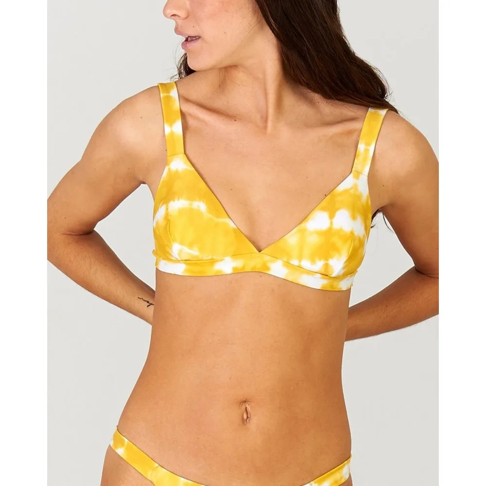 Sujetador de bikini triángulo Touch Tie Dye Ocre con foams extraíbles - Robin Collection - FashionsVida