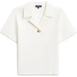 Polo de mujer de mujer con manga corta y botón decorativo