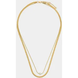 Collar de acero inoxidable doble con detalle de circonita