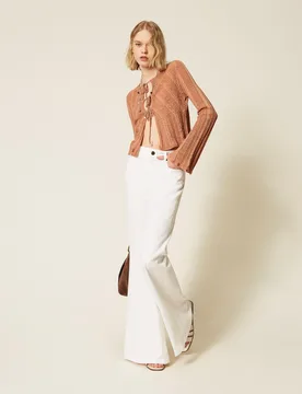 Cardigan en maille de lin avec lurex - TWINSET - FashionsVida