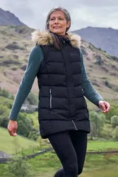 Women's 'Isla Extreme' Water Resistant Full Zip Padded Hooded Winter Gilet in Black Size: 8 - Black - Size: 8