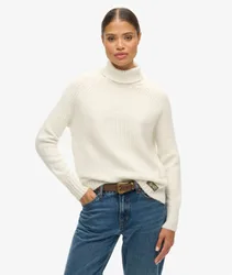 Superdry Women's Gerippter Essential Strickpullover Creme - Größe: 36