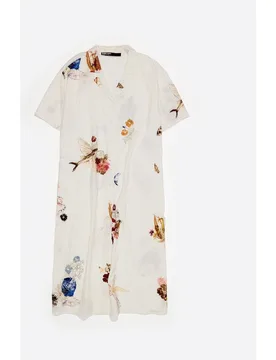Vestido midi camisero con estampados - Bimba y Lola - FashionsVida